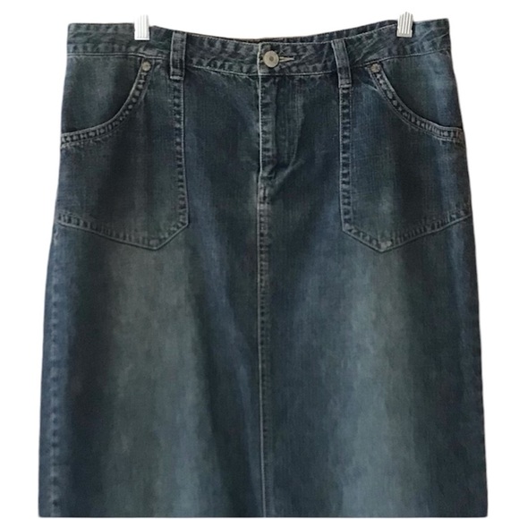 Vintage Union Bay Long Denim Jean Skirt With Slit Junior Size 13 - Picture 10 of 10